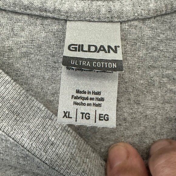 Gildan Ultra Cotton Gray T-Shirt Florida Orlando USA Embroidered Design XL 80% C - Picture 5 of 5